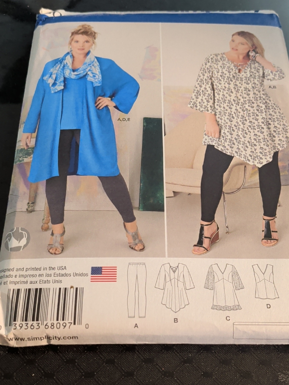 Simplicity Pattern 8097 Women’s Plus Sz 26W-32W Top Tunic Kimono Pants New Uncut